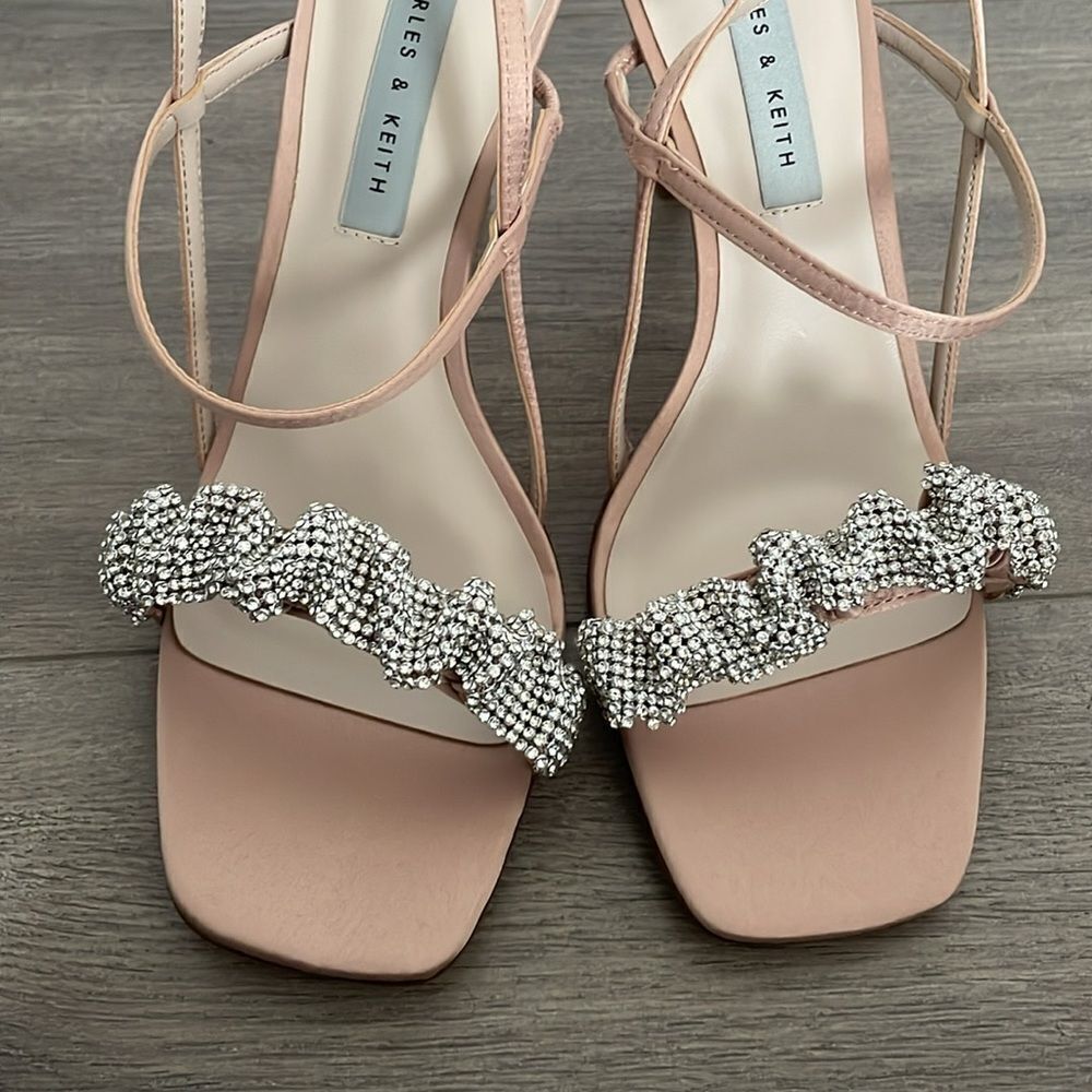 Charles and Keith women’s pink and rhinestone heels wedding sandals 6.5 - Picture 11 of 12